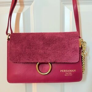 Persaman New York Fuchsia Leather Crossbody Bag
